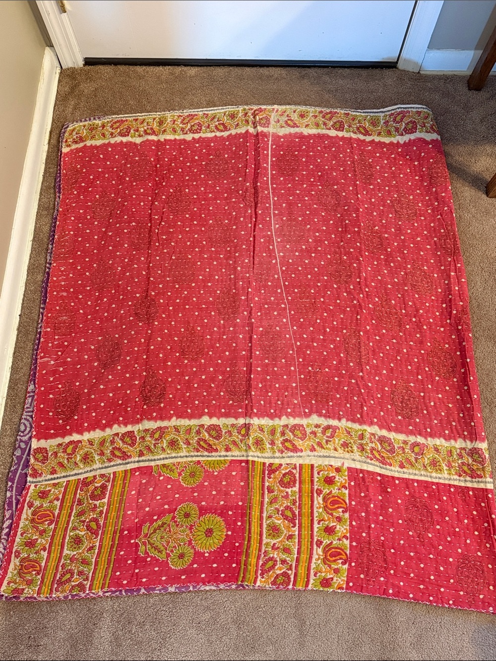 Handstitched Kantha Quilt Double Sided